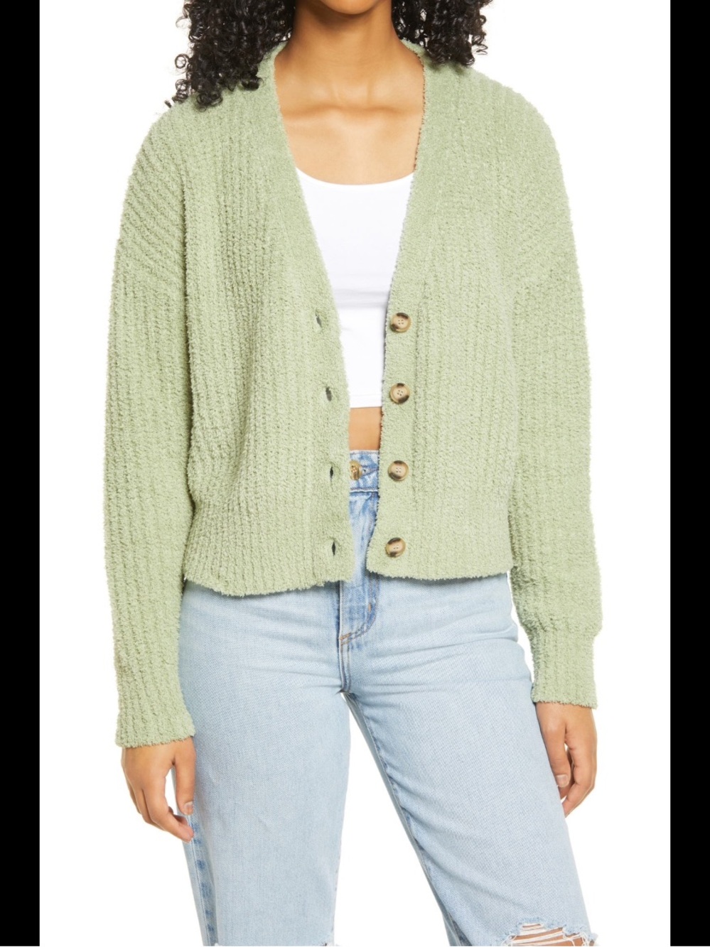 Thread & Supply Sage Green Button-Front Cardigan